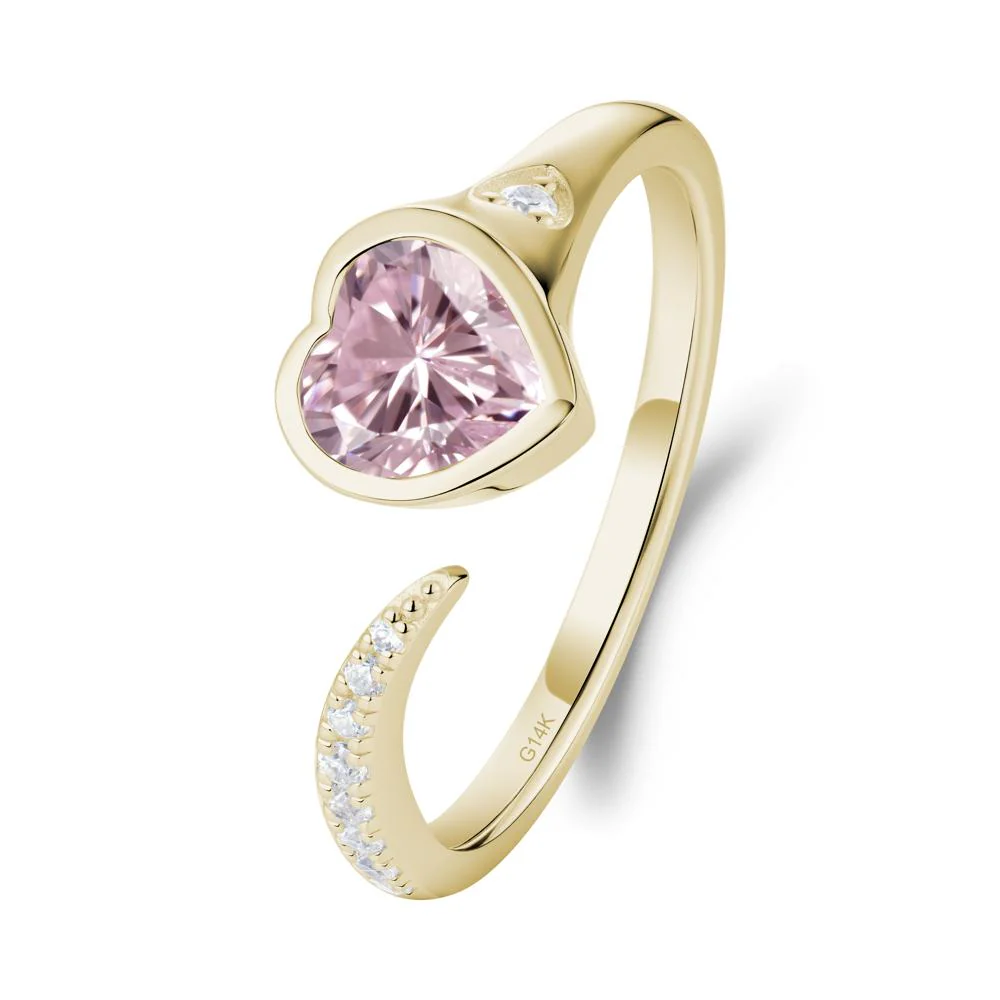 Heart Pink Cubic Zirconia Open Wrap Ring - Image 4