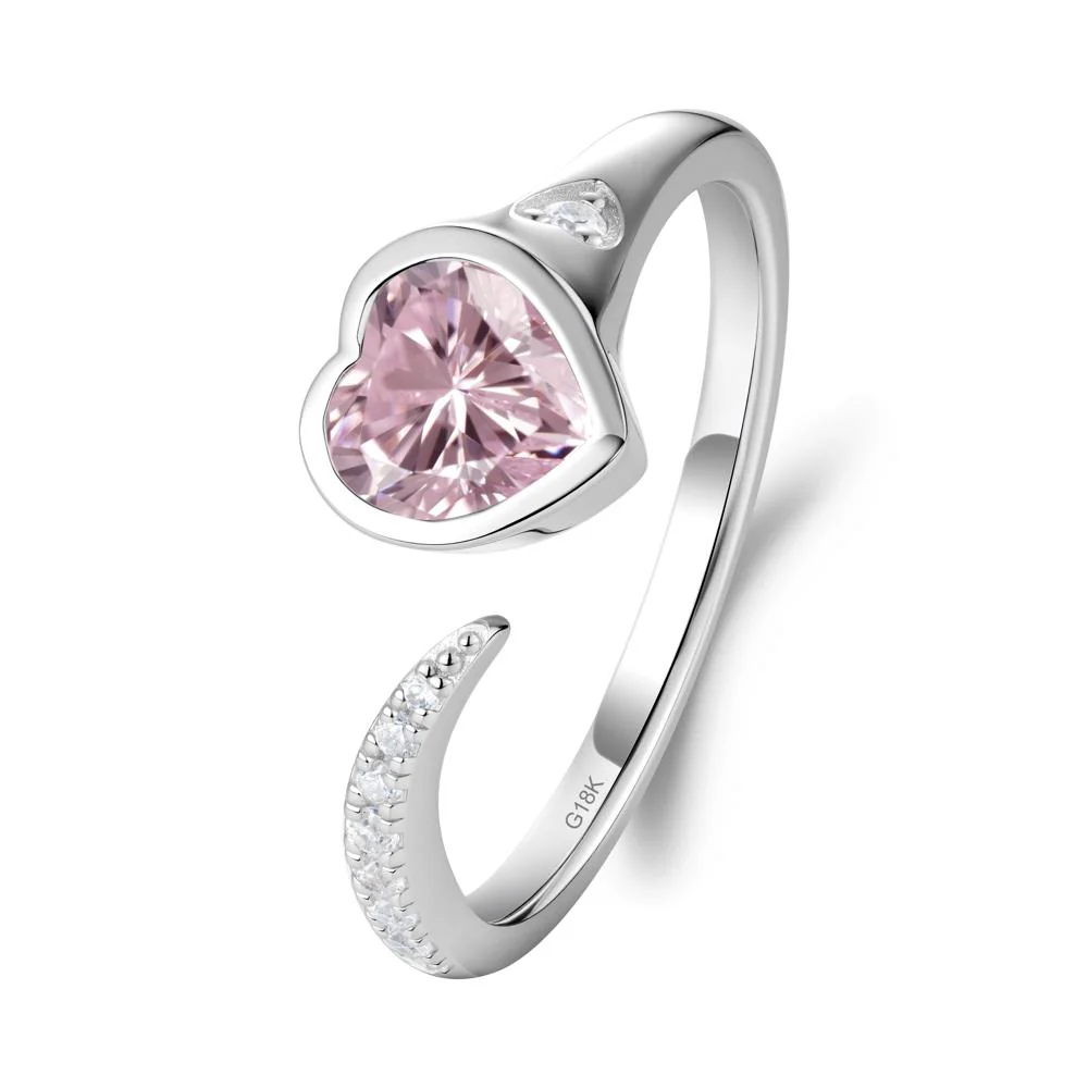 Heart Pink Cubic Zirconia Open Wrap Ring - Image 7