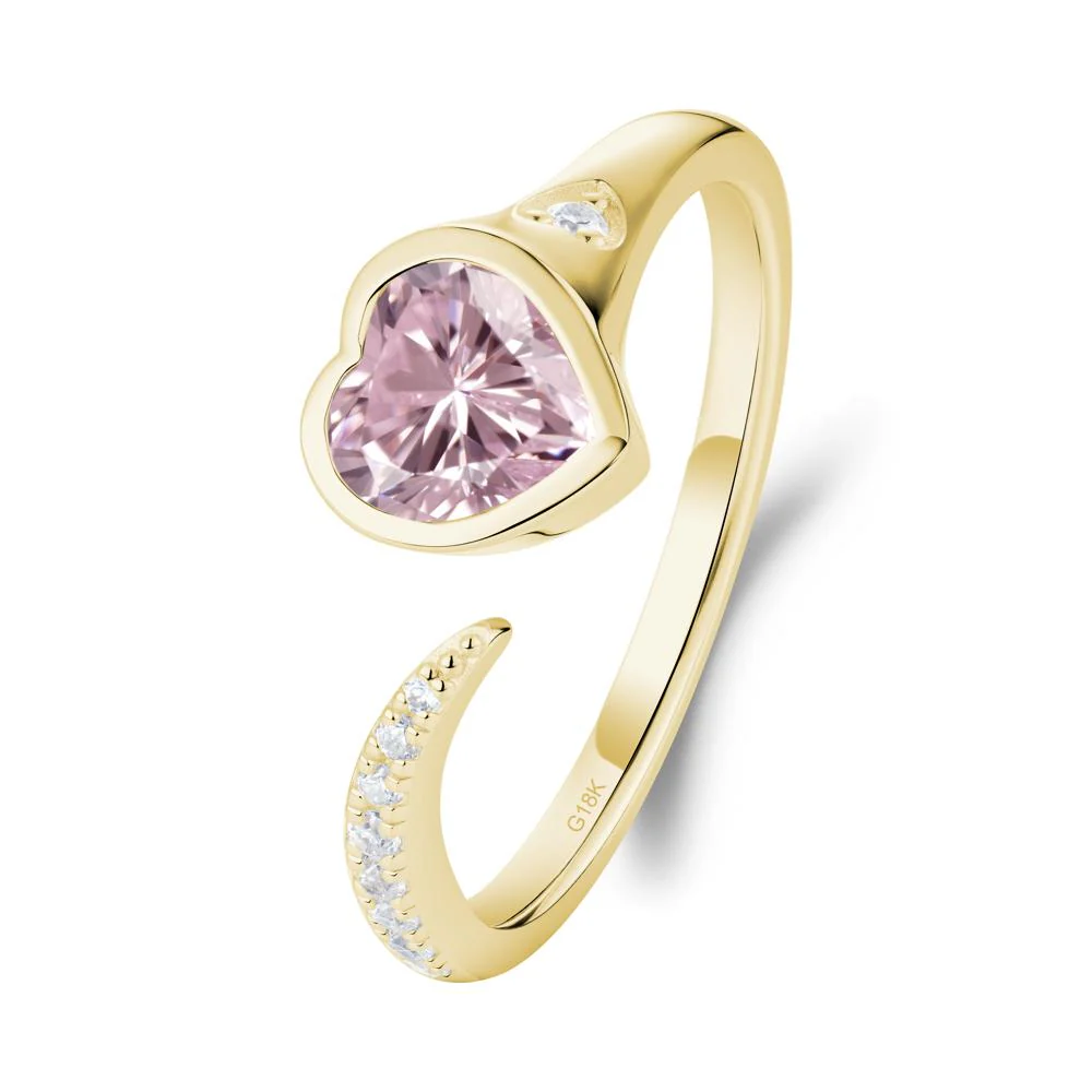 Heart Pink Cubic Zirconia Open Wrap Ring - Image 9