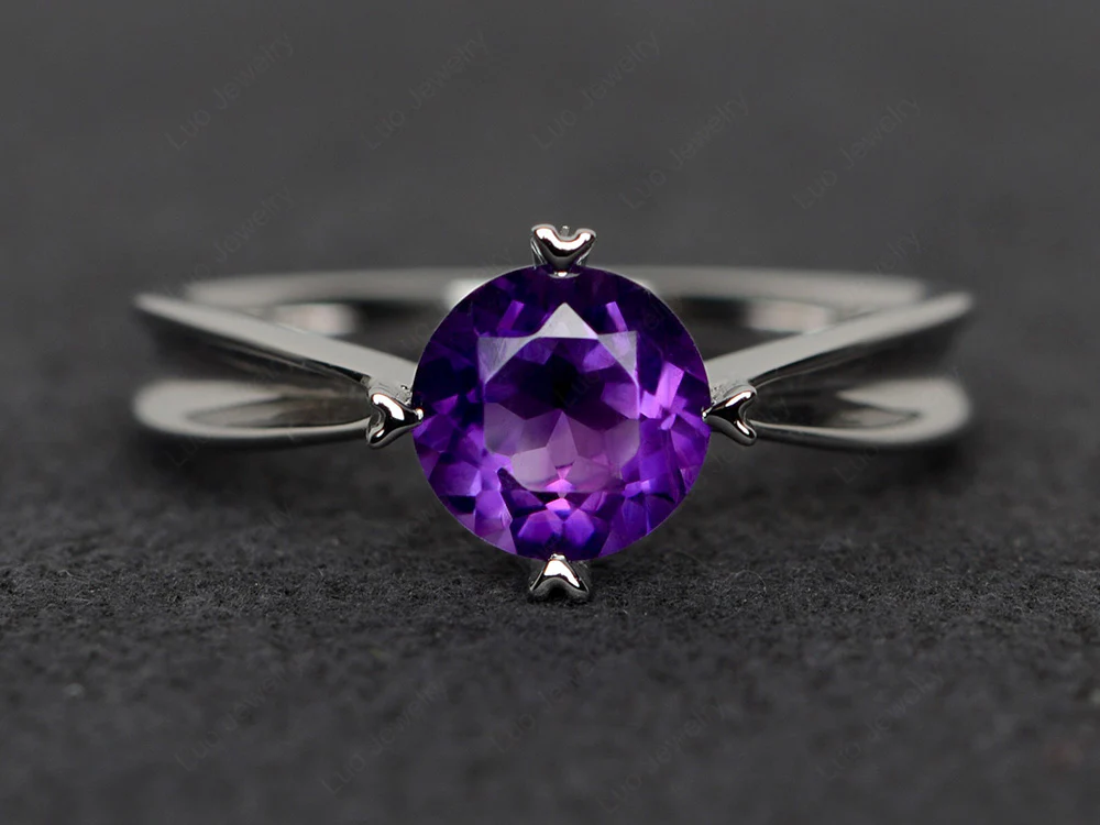 Amethyst Concave Band Ring