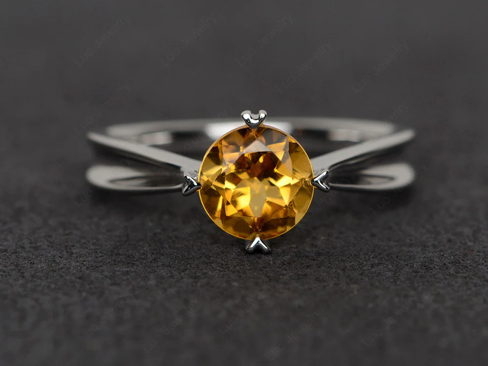 Citrine Heart Prong Ring