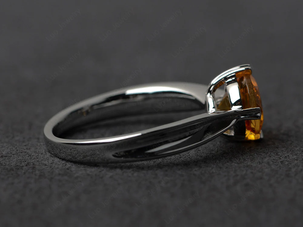 Citrine Heart Prong Ring - Image 3