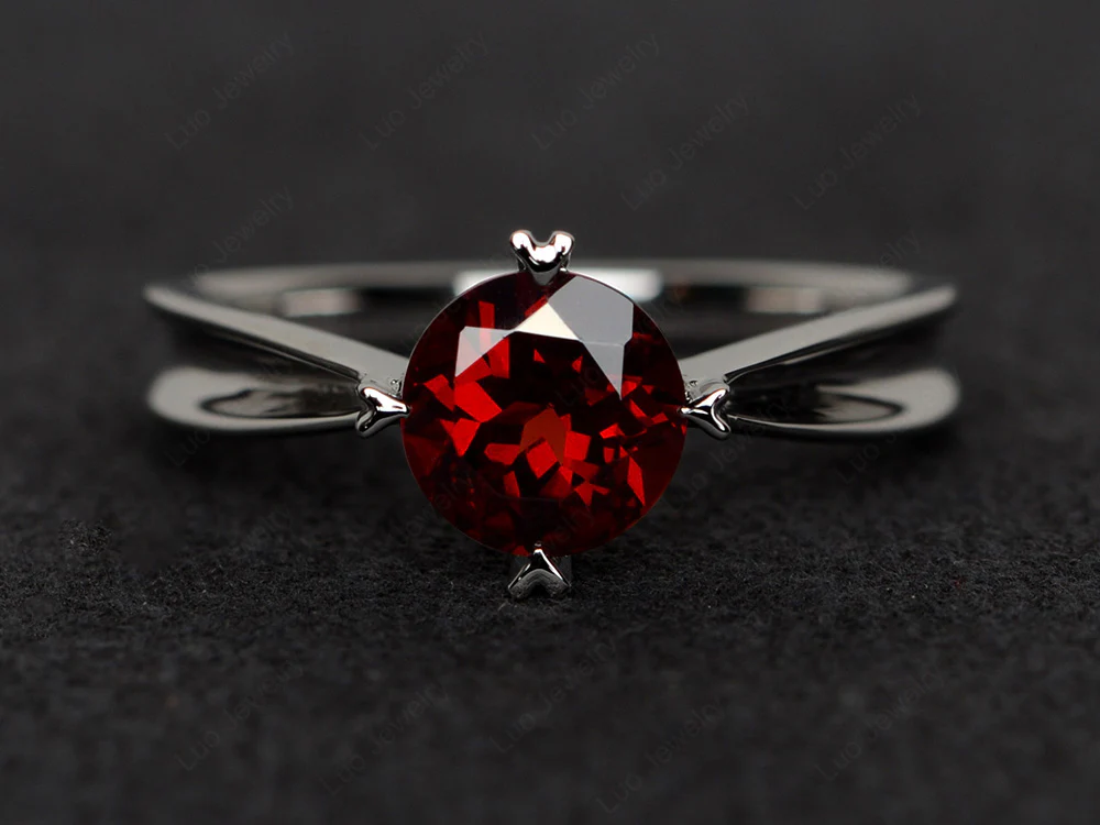 Garnet Heart Prong Ring