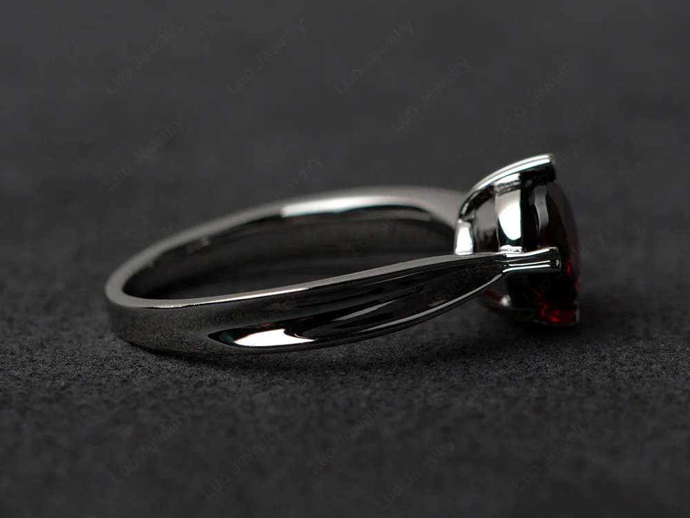 Garnet Heart Prong Ring - Image 2
