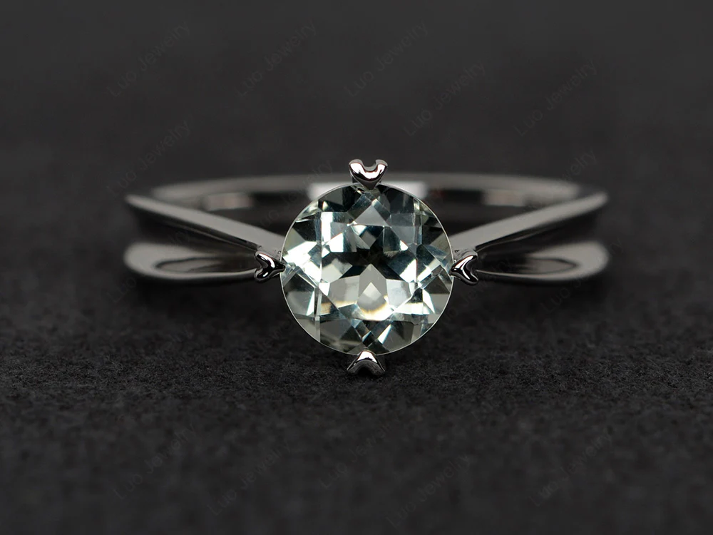 Green Amethyst Concave Band Ring