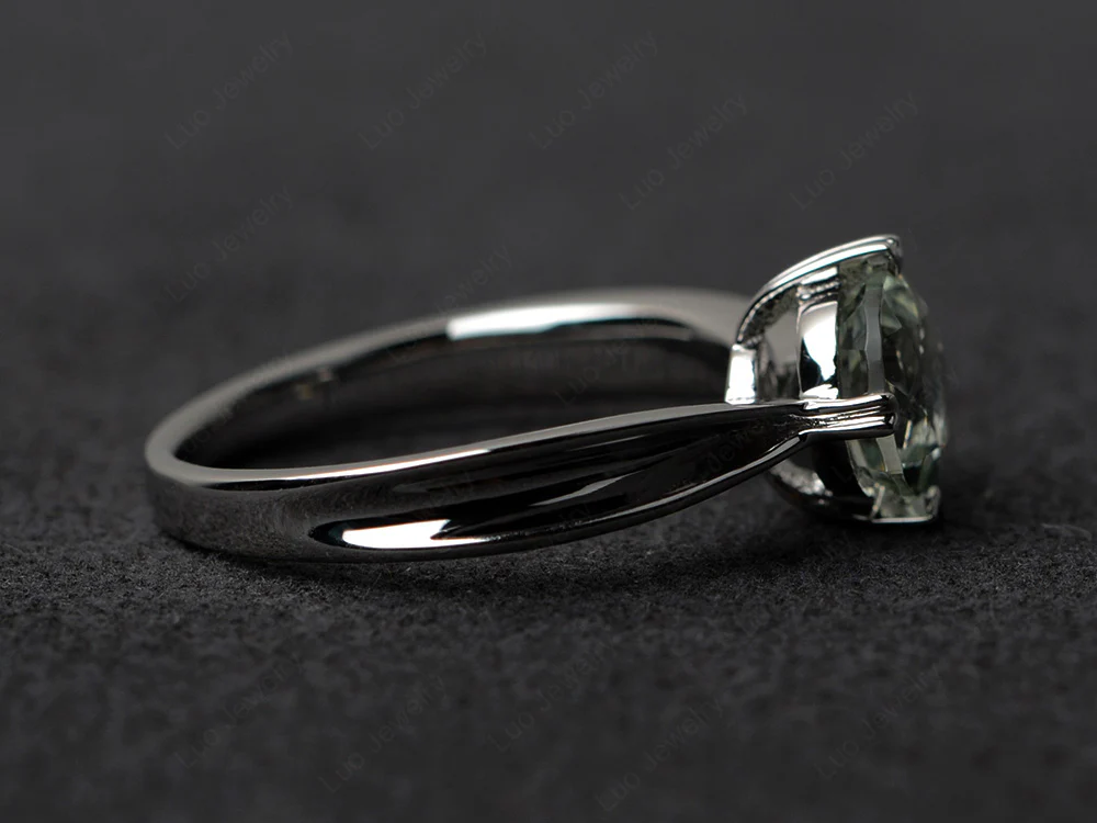 Green Amethyst Concave Band Ring - Image 2