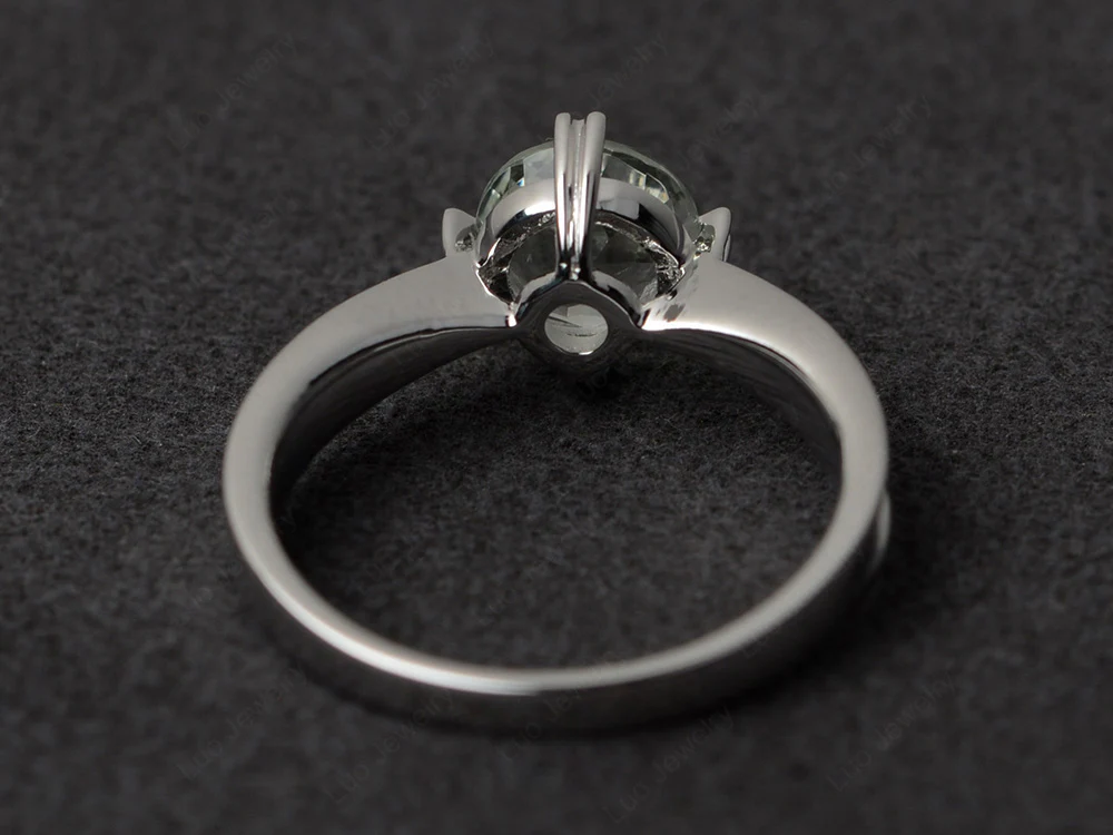 Green Amethyst Concave Band Ring - Image 3