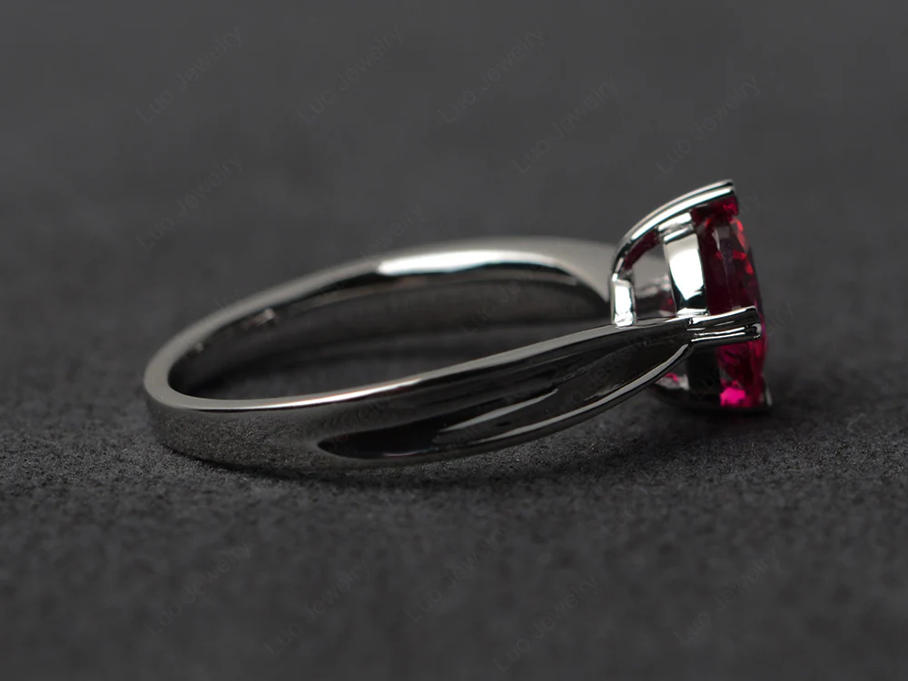 Ruby Concave Band Ring - Image 3