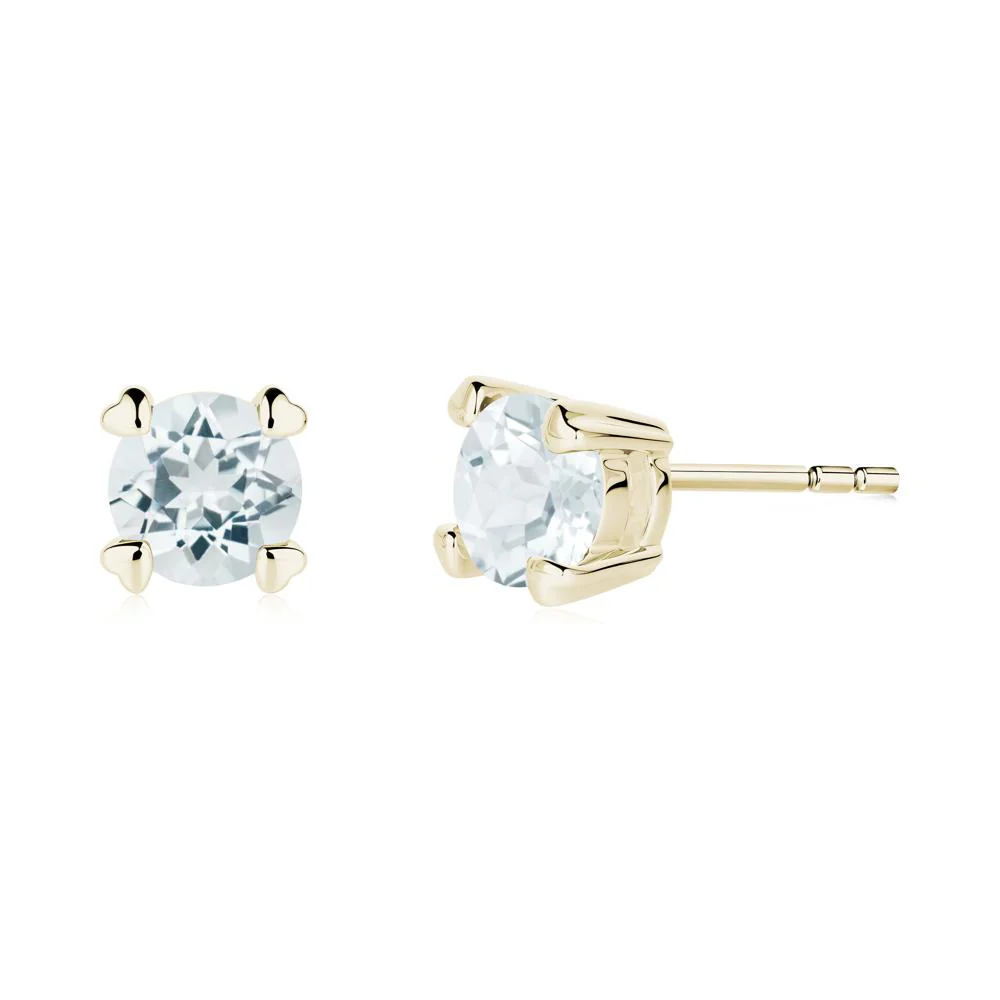 Heart Prongs Aquamarine Stud Earrings - Image 8