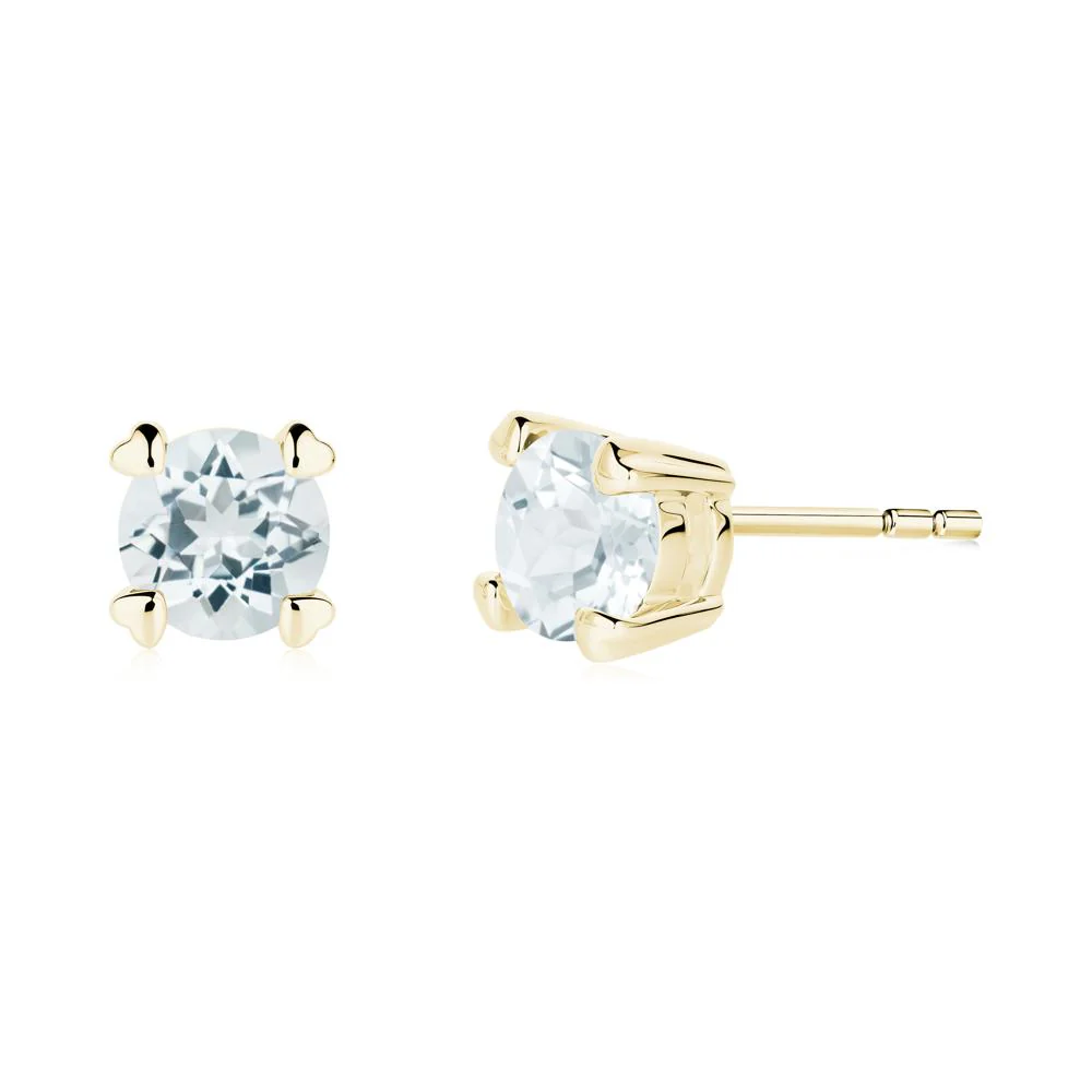 Heart Prongs Aquamarine Stud Earrings - Image 9