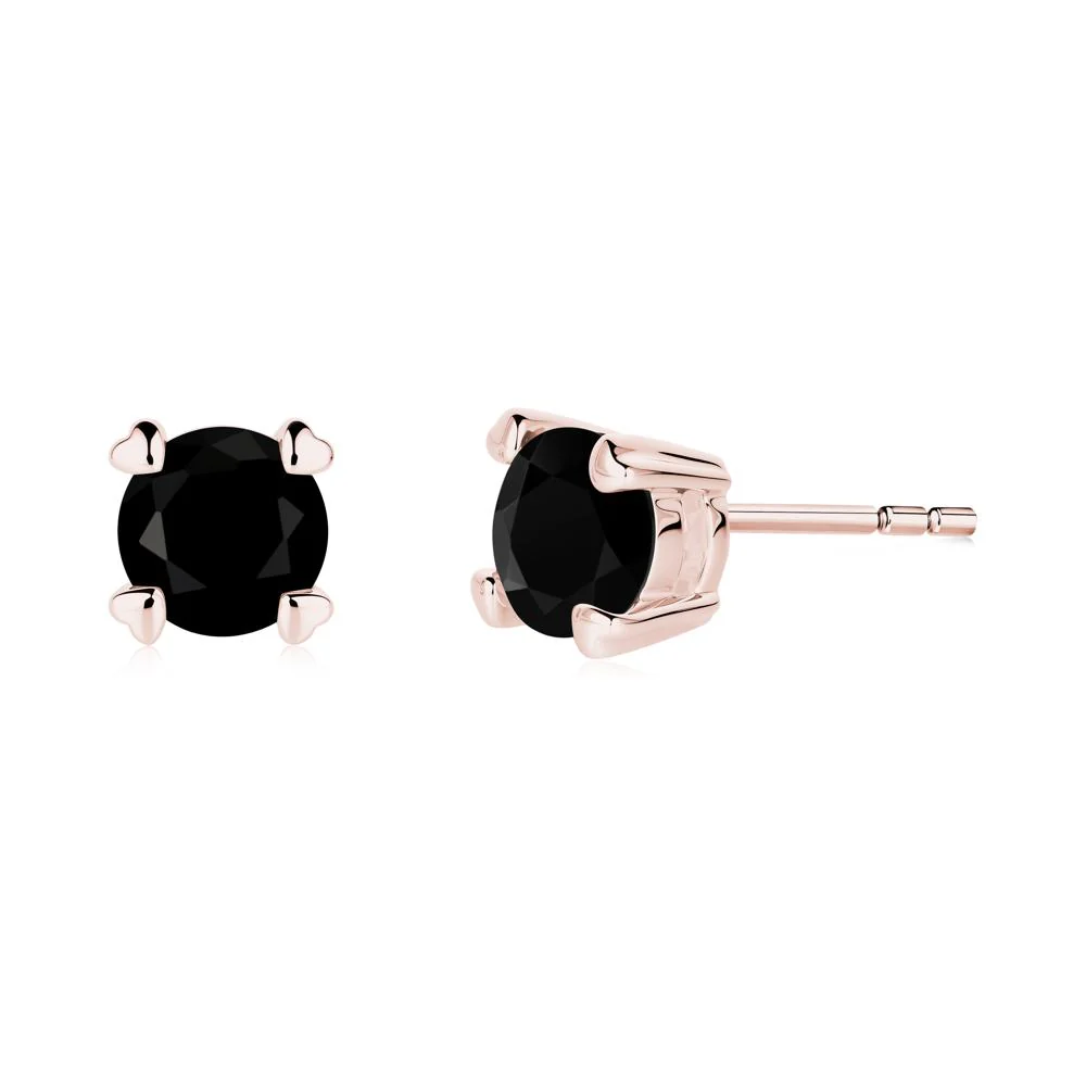 Heart Prongs Black Spinel Stud Earrings - Image 5