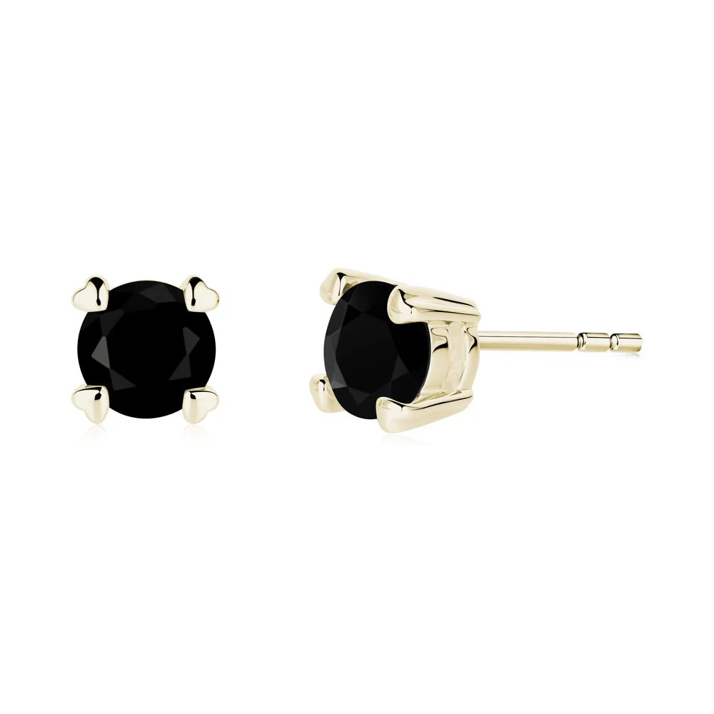 Heart Prongs Black Spinel Stud Earrings - Image 7