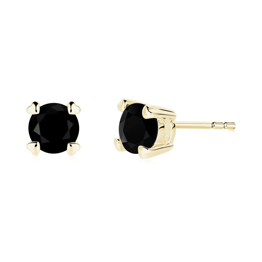 Heart Prongs Black Spinel Stud Earrings - Image 8