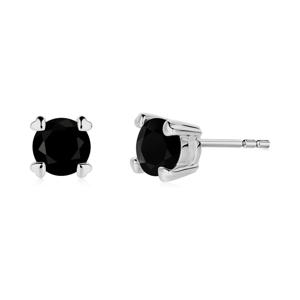 Heart Prongs Black Spinel Stud Earrings - Image 9