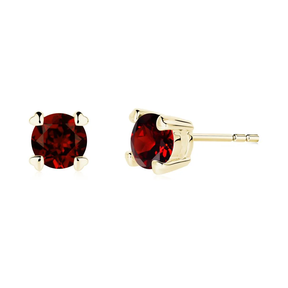 Heart Prongs Garnet Stud Earrings - Image 9