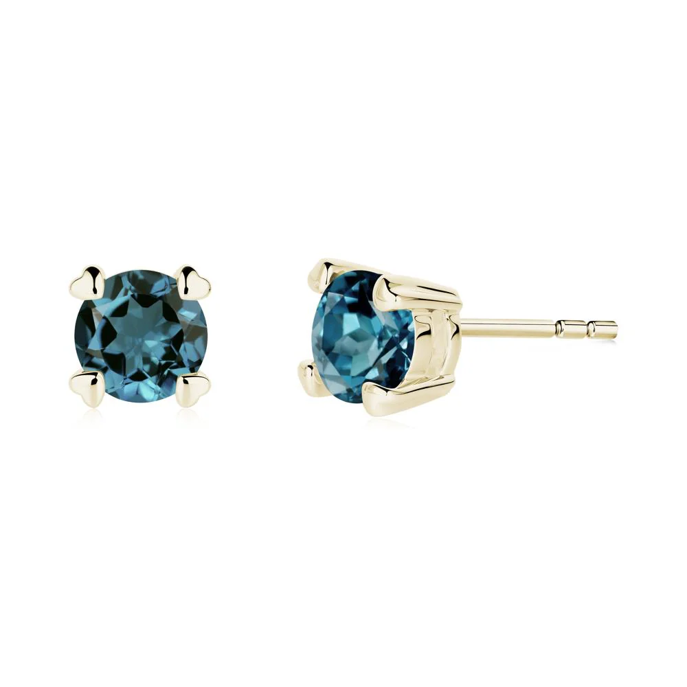 Heart Prongs London Blue Topaz Stud Earrings - Image 3