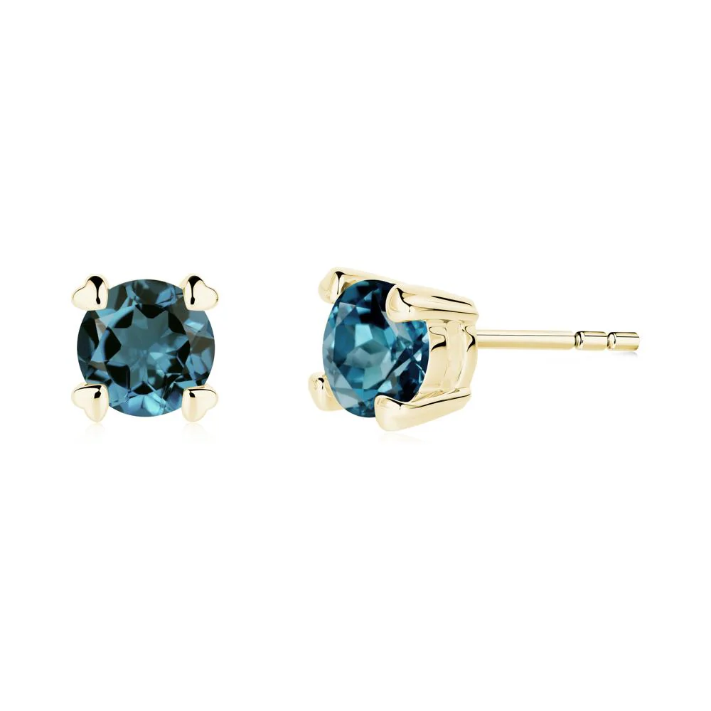 Heart Prongs London Blue Topaz Stud Earrings - Image 4