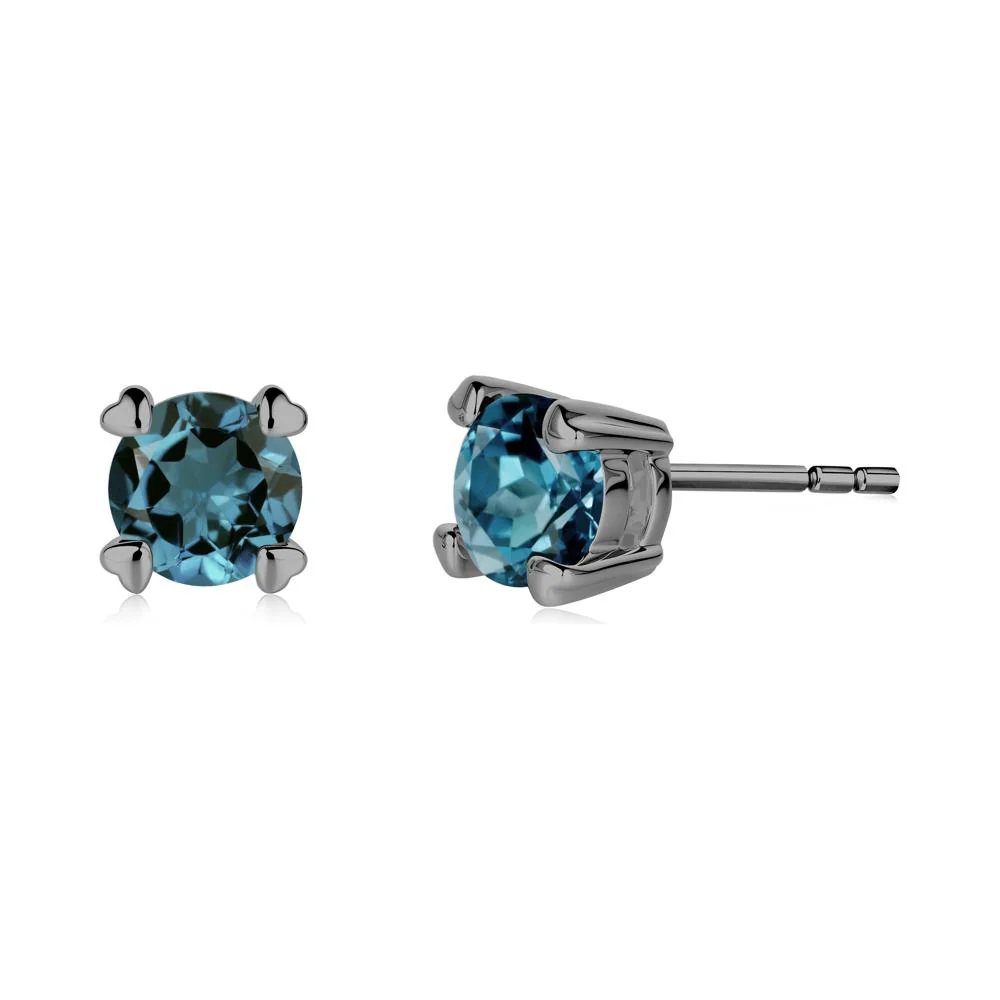 Heart Prongs London Blue Topaz Stud Earrings - Image 7