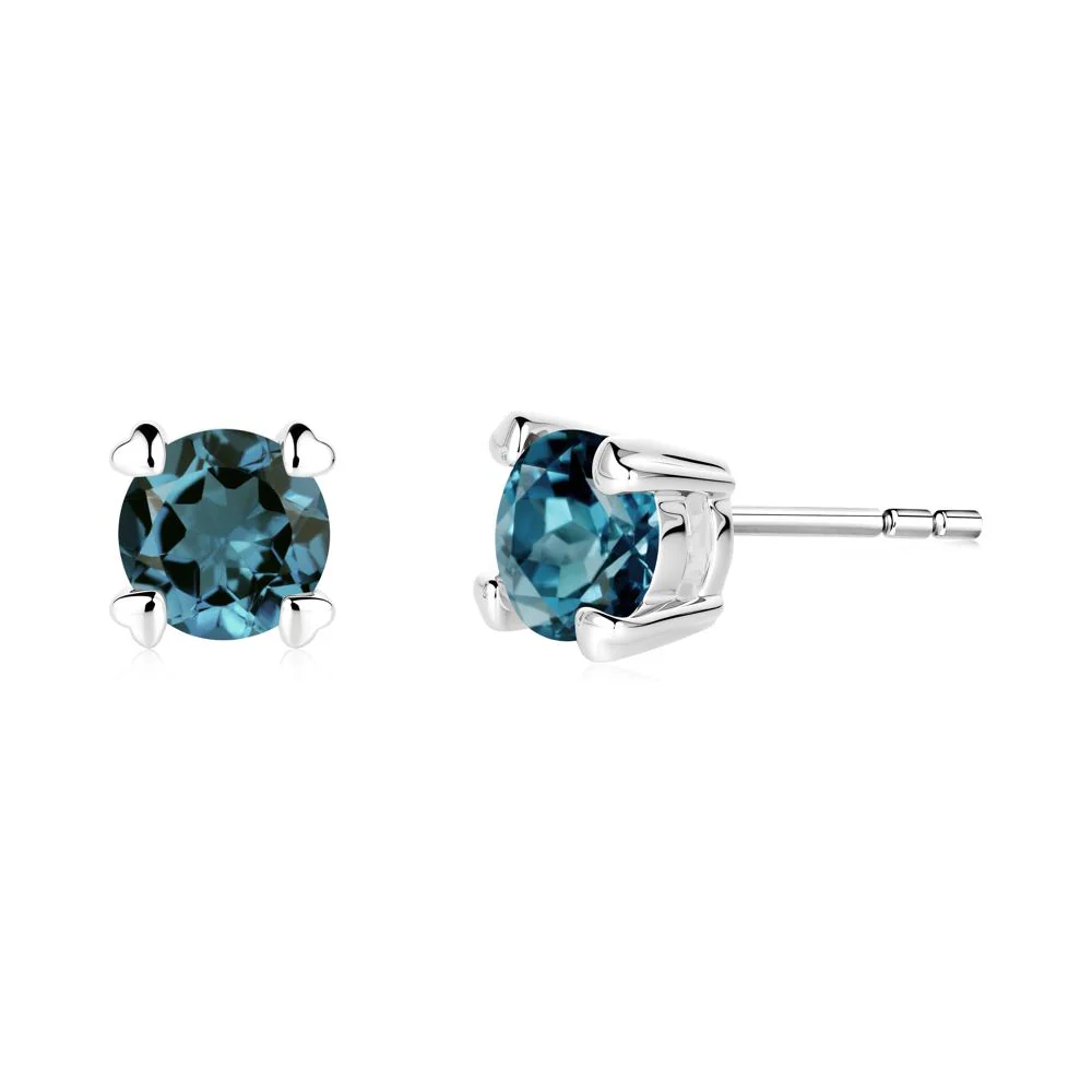 Heart Prongs London Blue Topaz Stud Earrings - Image 9