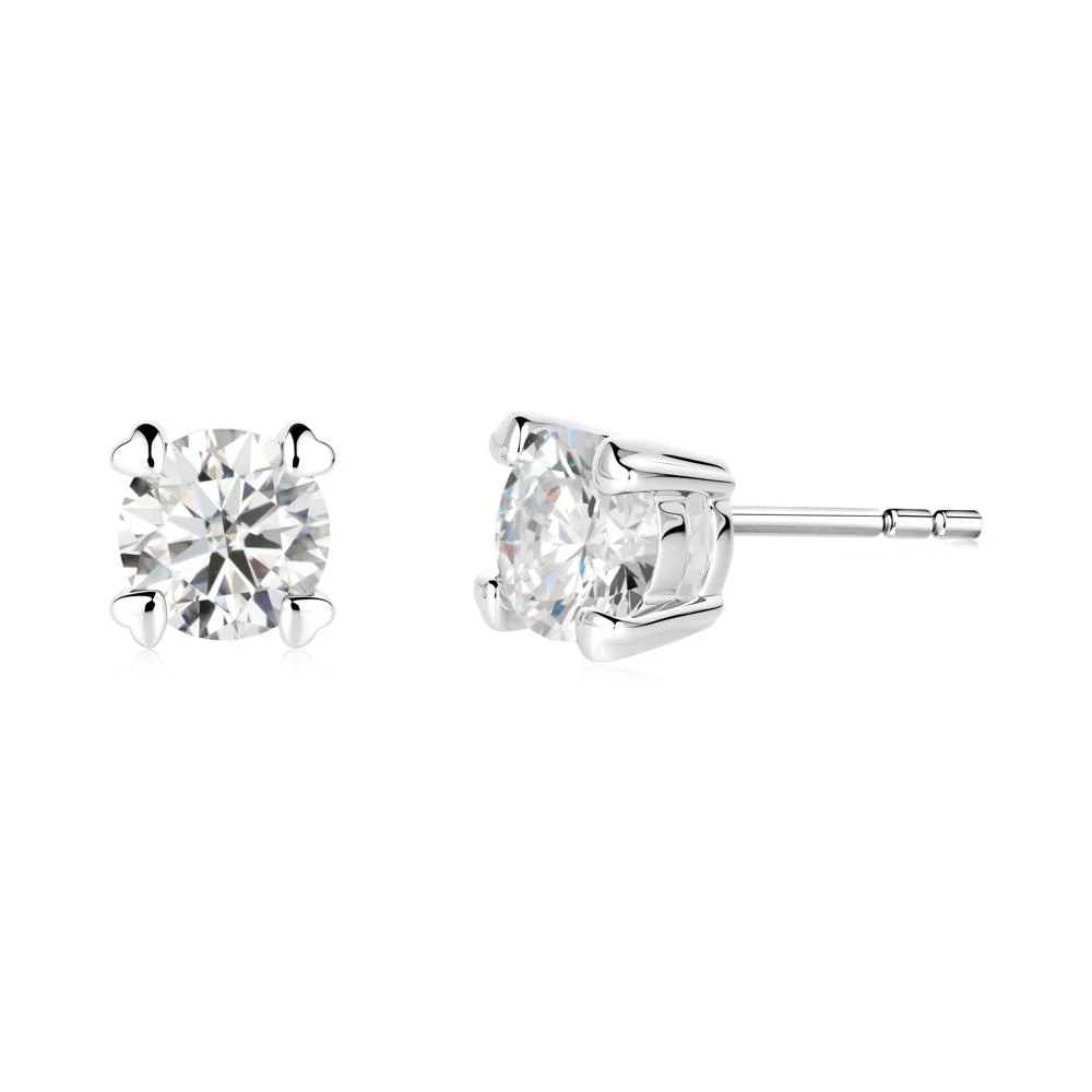 Heart Prongs Moissanite Stud Earrings - Image 7