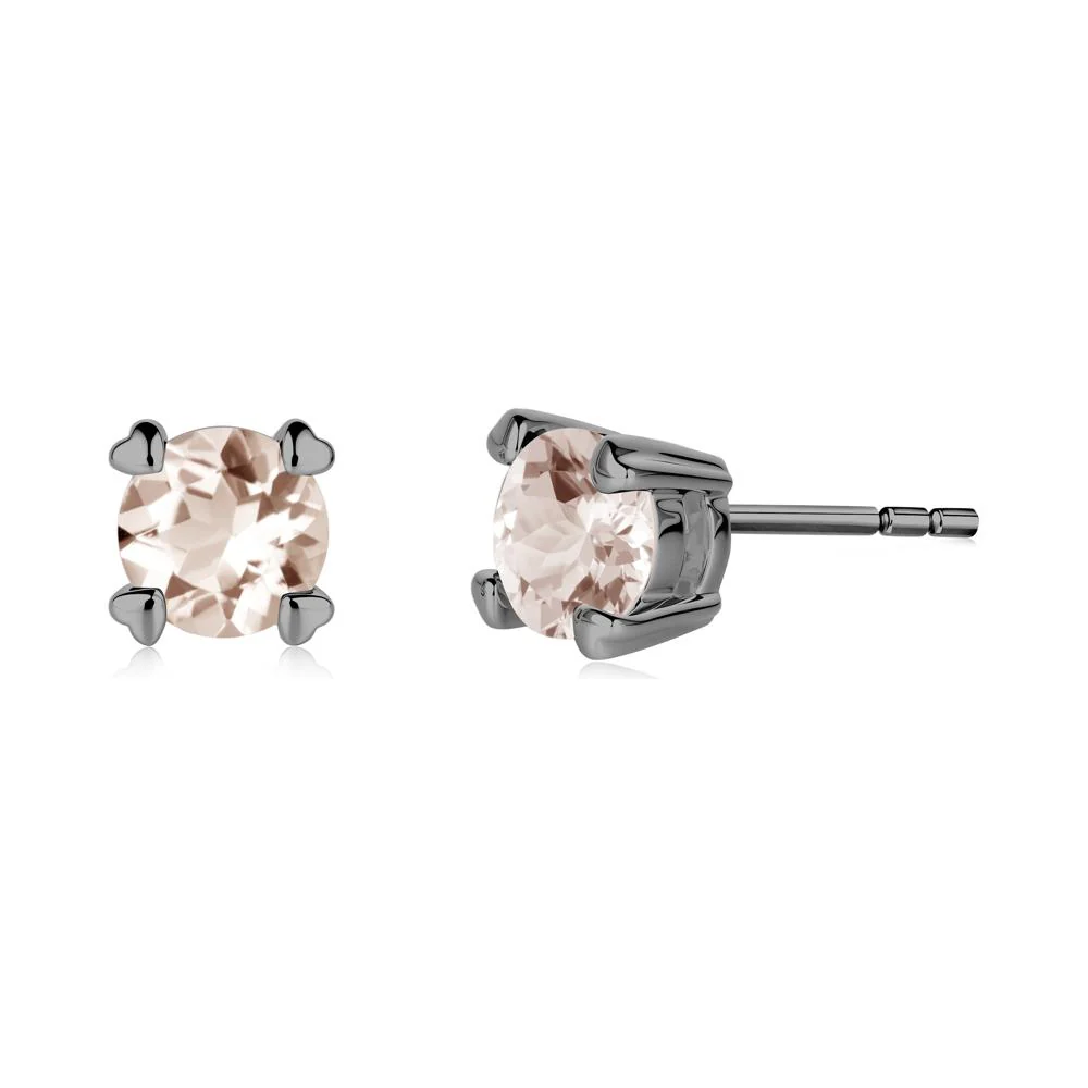 Heart Prongs Morganite Stud Earrings - Image 2