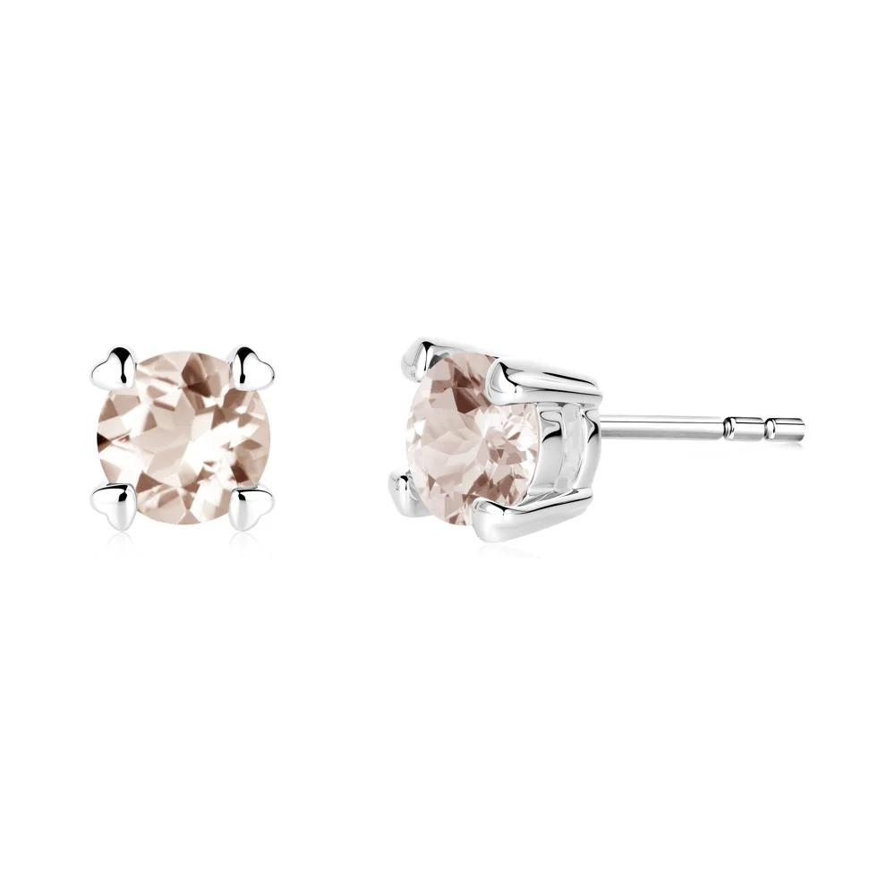 Heart Prongs Morganite Stud Earrings - Image 3