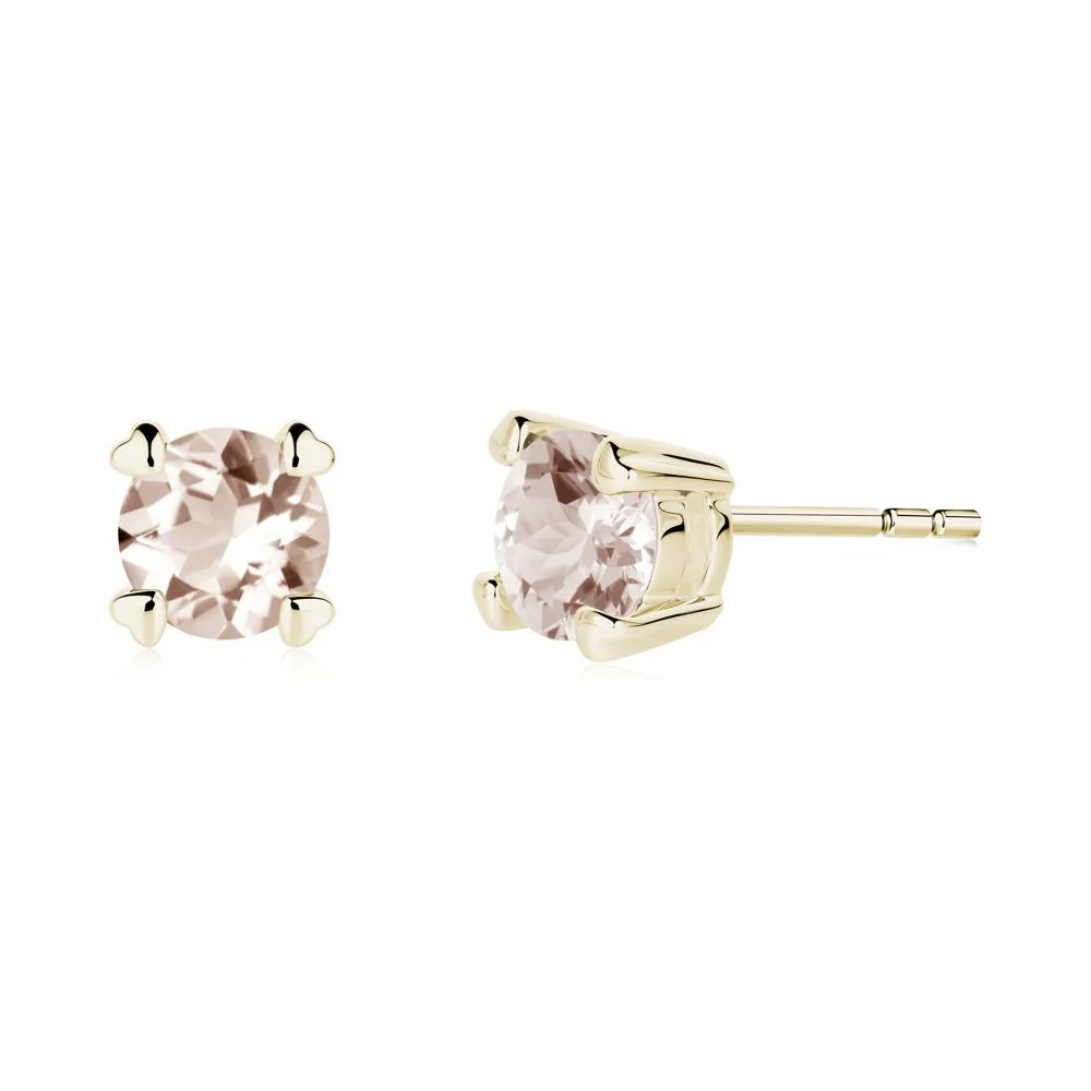 Heart Prongs Morganite Stud Earrings - Image 7