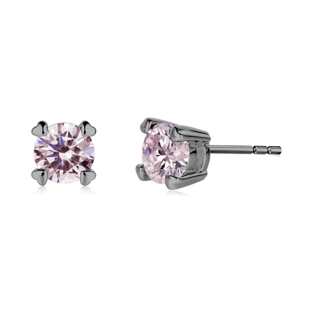 Heart Prongs Pink Cubic Zirconia Stud Earrings - Image 2