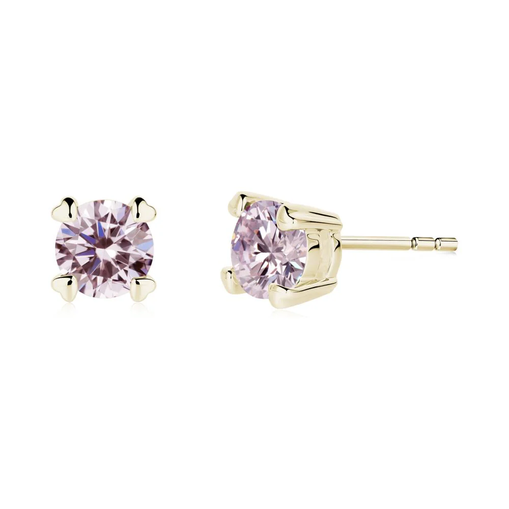 Heart Prongs Pink Cubic Zirconia Stud Earrings - Image 6