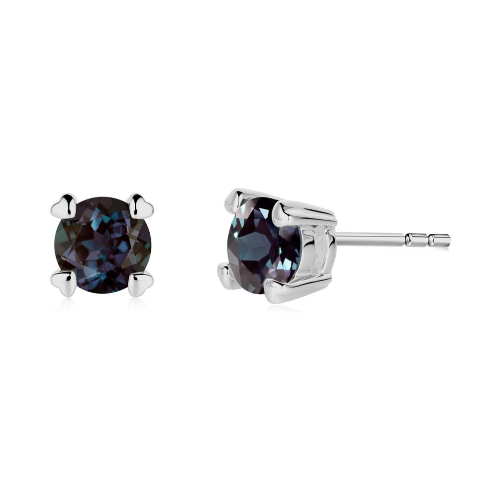 Heart Prongs Solitaire Alexandrite Earrings - Image 9