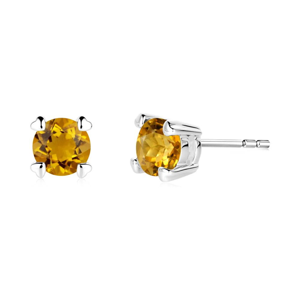 Heart Prongs Solitaire Citrine Earrings - Image 2