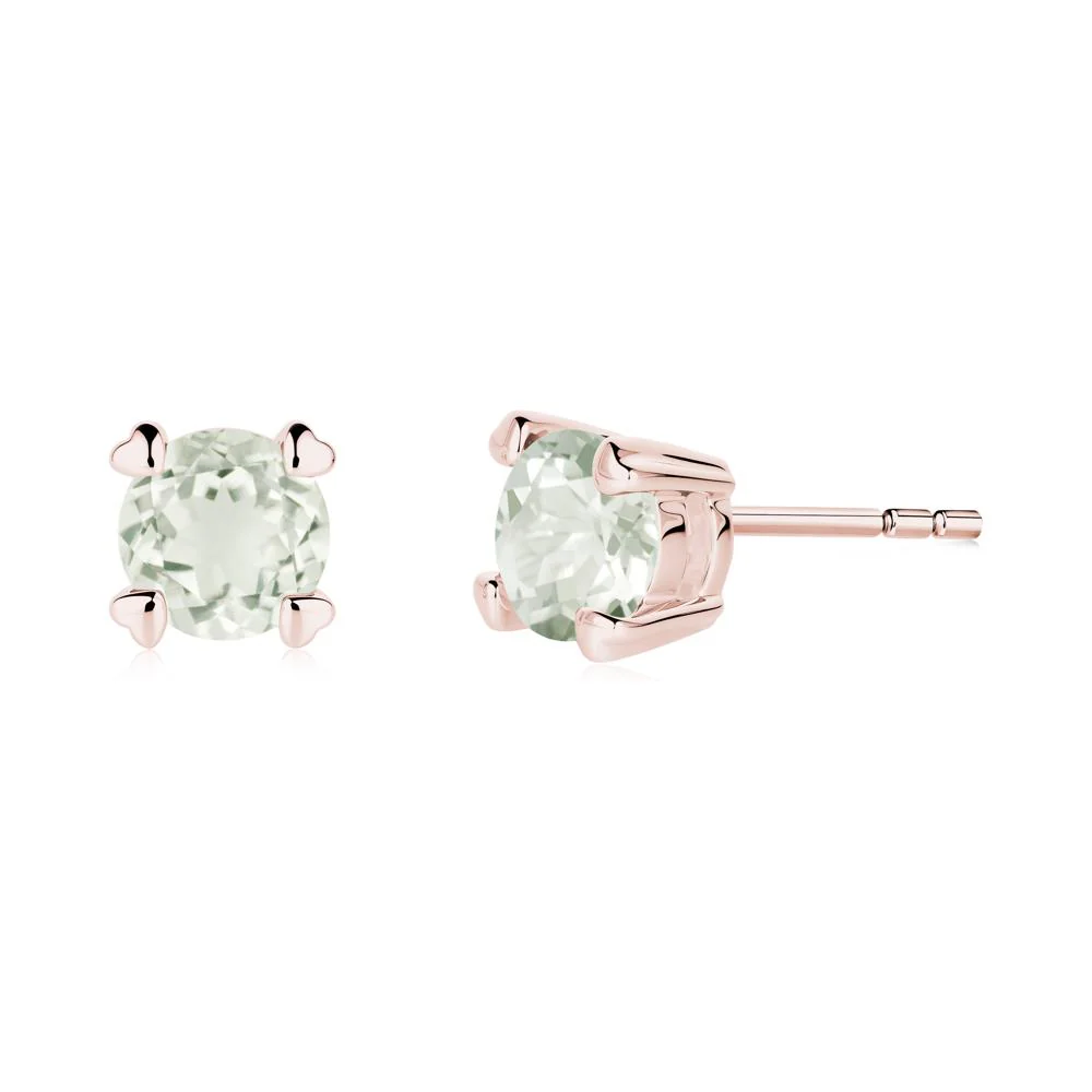 Heart Prongs Solitaire Green Amethyst Earrings - Image 3