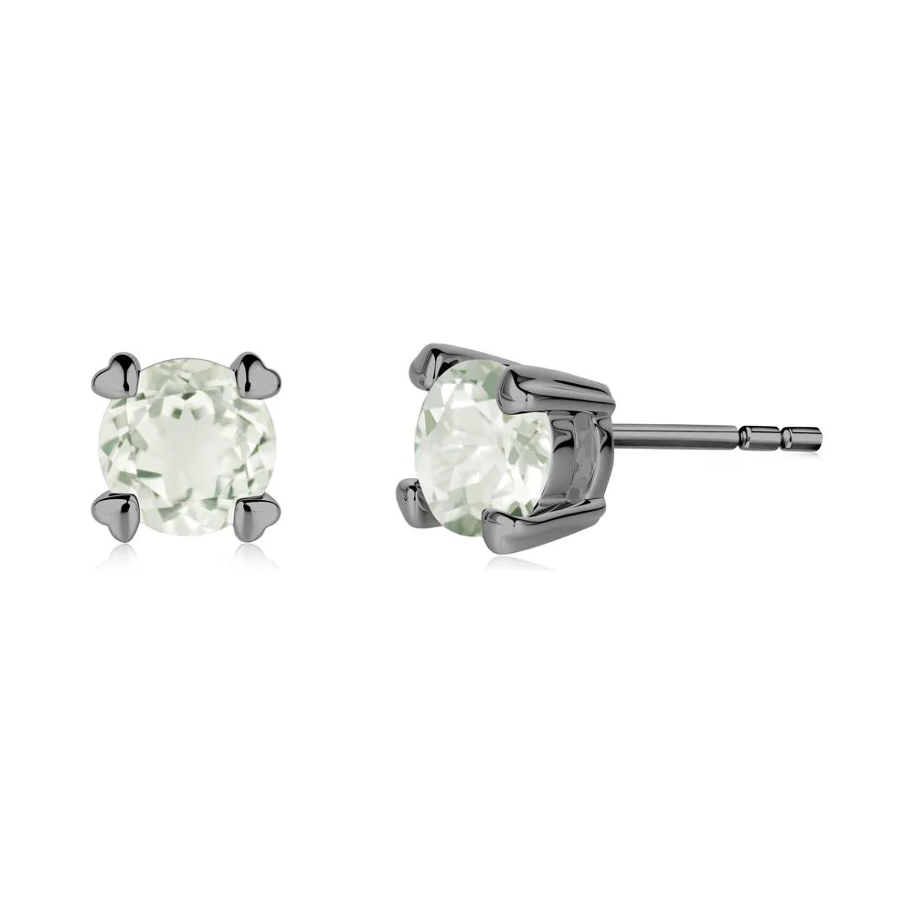 Heart Prongs Solitaire Green Amethyst Earrings - Image 4