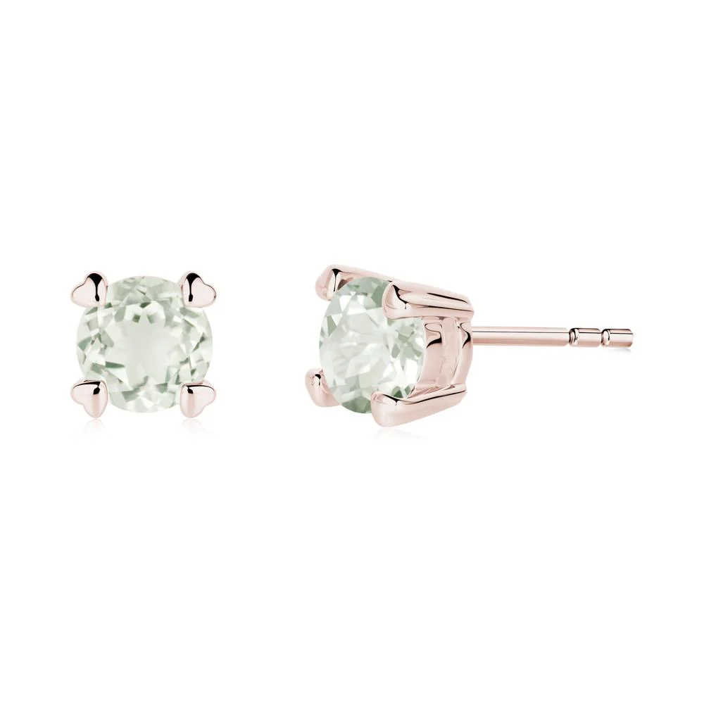 Heart Prongs Solitaire Green Amethyst Earrings - Image 7