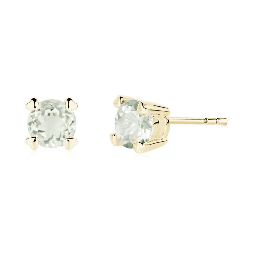 Heart Prongs Solitaire Green Amethyst Earrings - Image 9