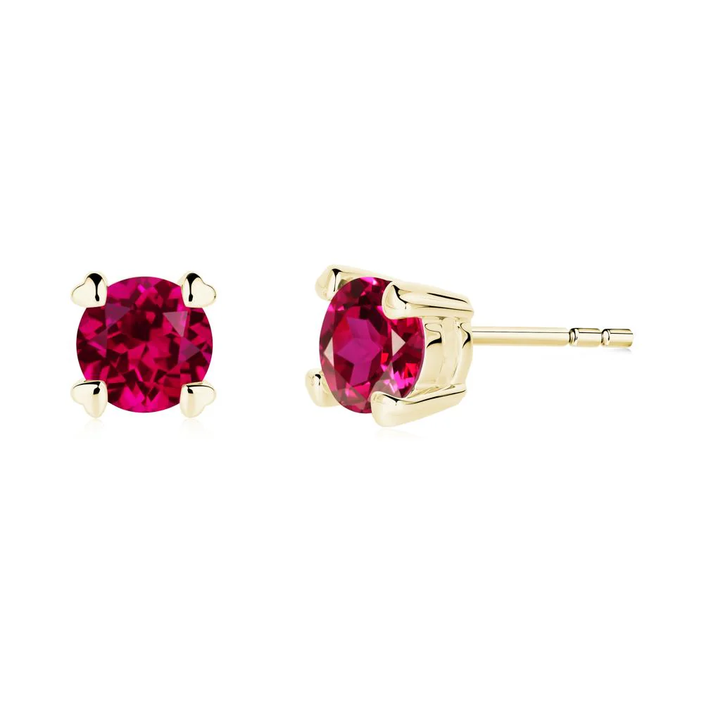 Heart Prongs Solitaire Ruby Earrings - Image 9