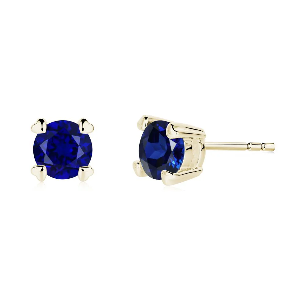 Heart Prongs Solitaire Sapphire Earrings - Image 2