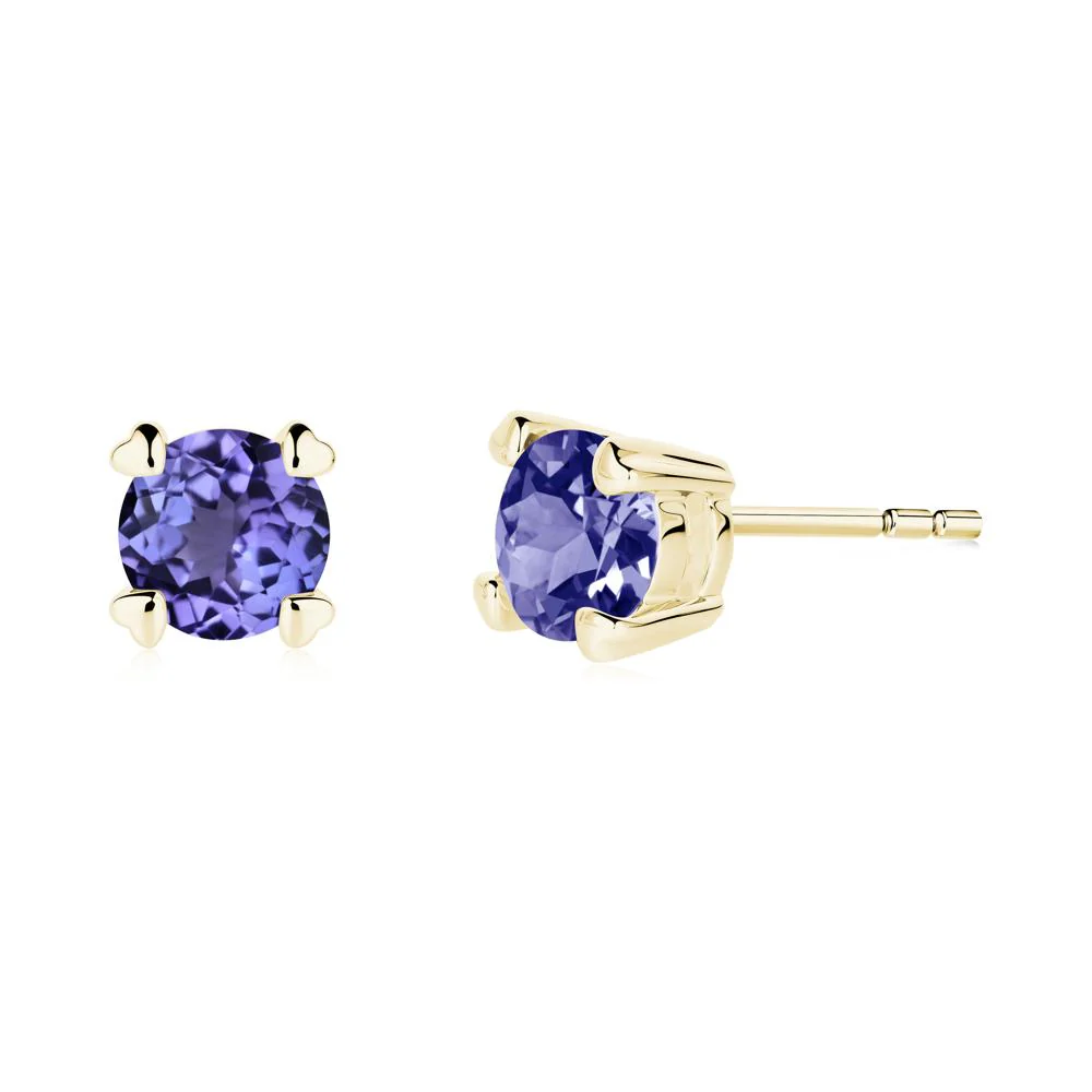 Heart Prongs Solitaire Tanzanite Earrings - Image 3