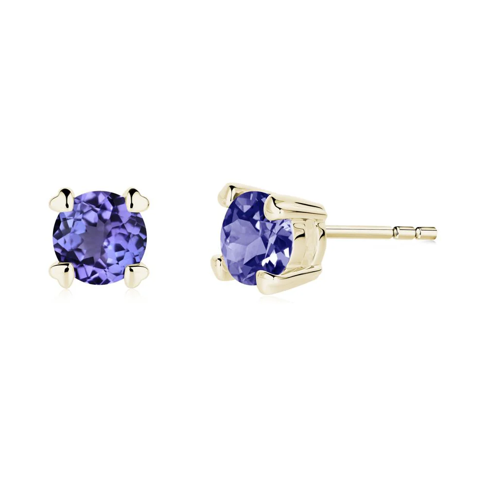 Heart Prongs Solitaire Tanzanite Earrings - Image 4