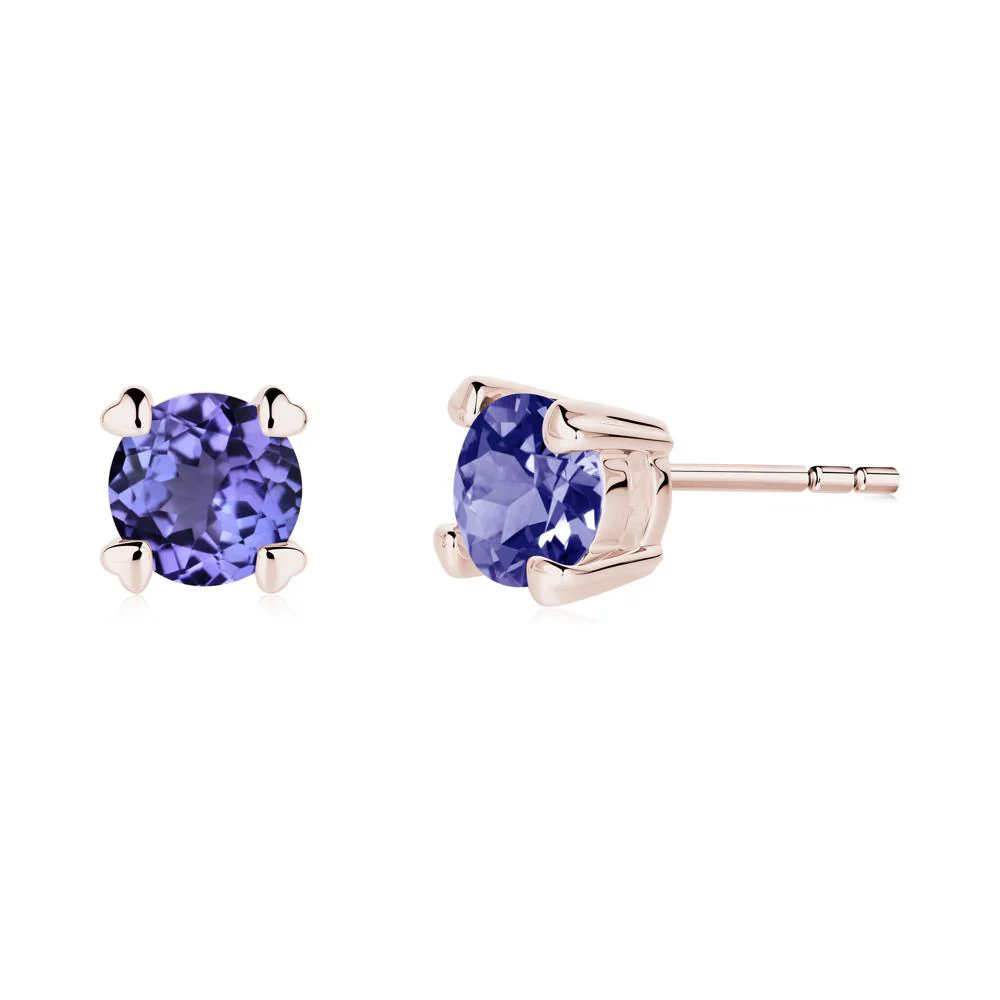 Heart Prongs Solitaire Tanzanite Earrings - Image 5