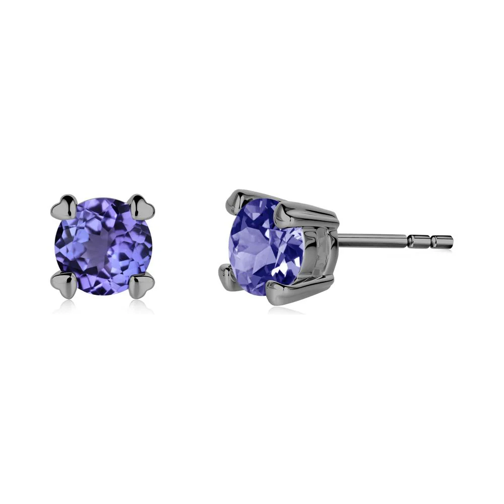 Heart Prongs Solitaire Tanzanite Earrings - Image 8