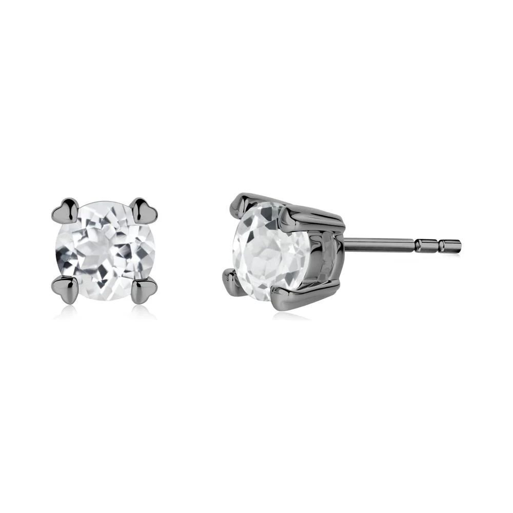Heart Prongs Solitaire White Topaz Earrings - Image 2