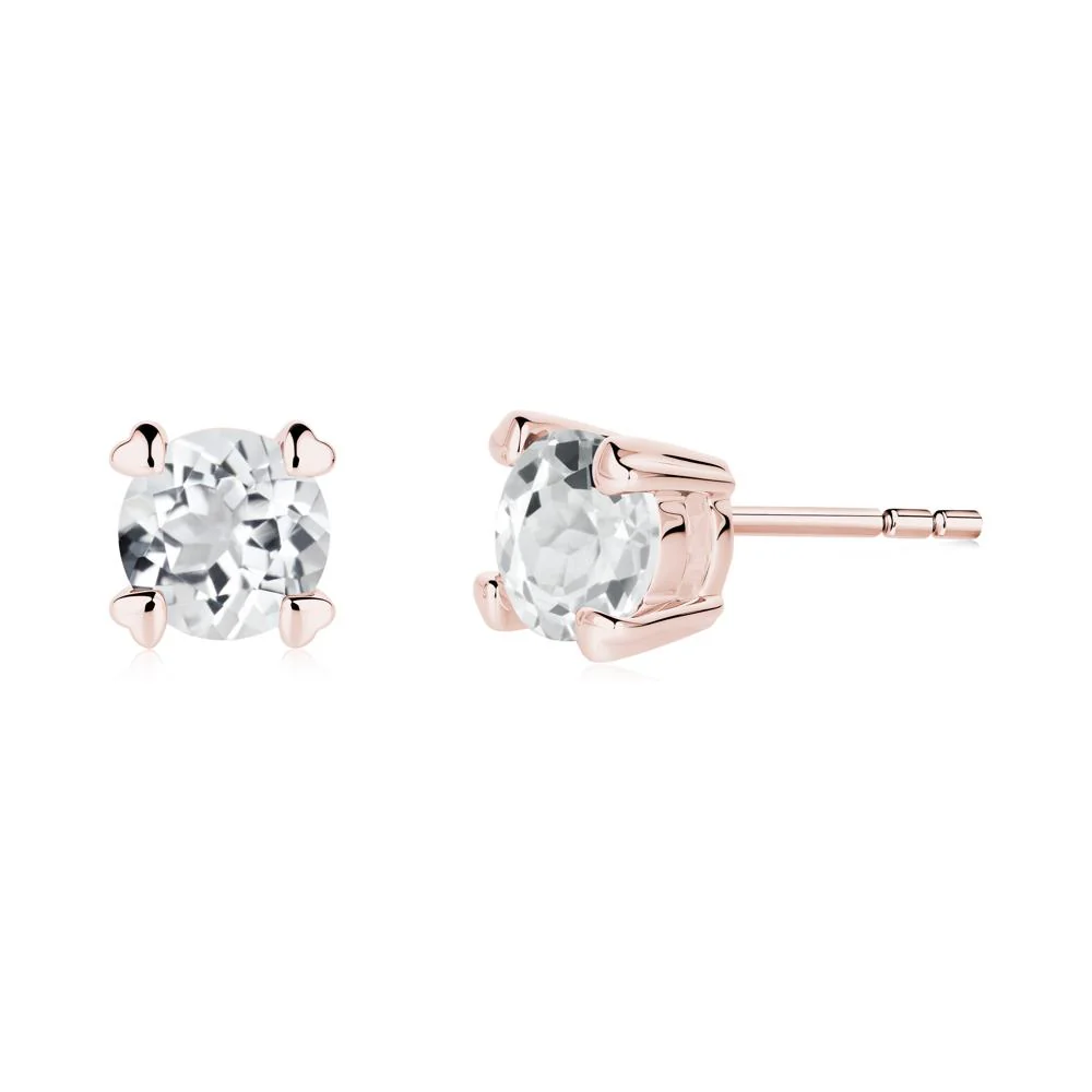 Heart Prongs Solitaire White Topaz Earrings - Image 3