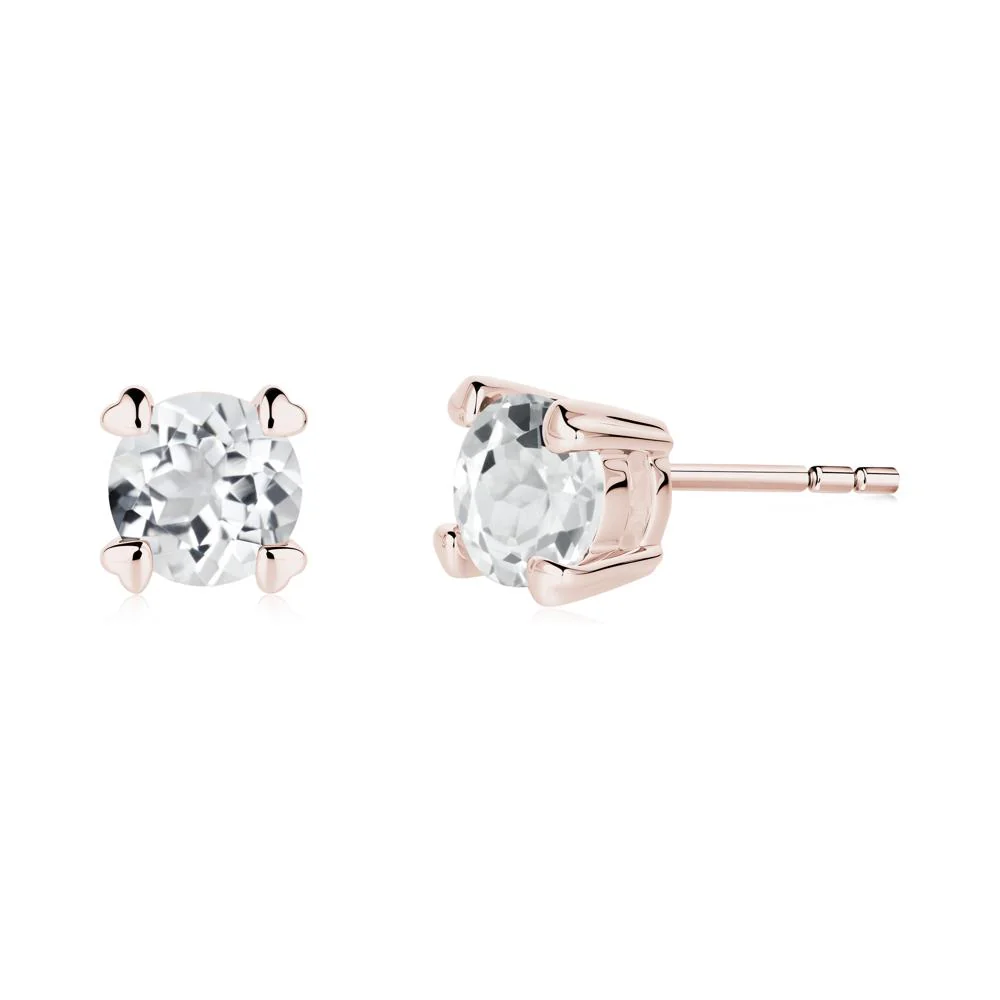 Heart Prongs Solitaire White Topaz Earrings - Image 5