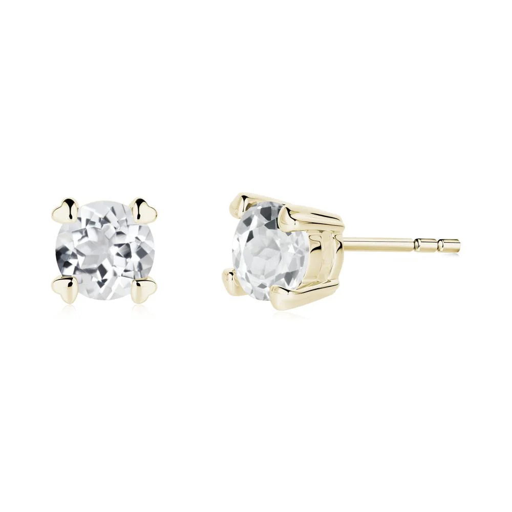 Heart Prongs Solitaire White Topaz Earrings - Image 6