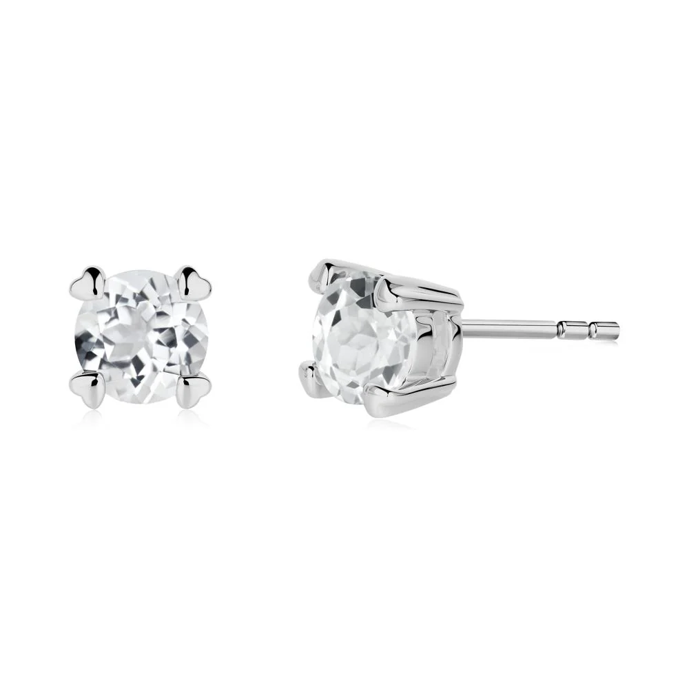 Heart Prongs Solitaire White Topaz Earrings - Image 7
