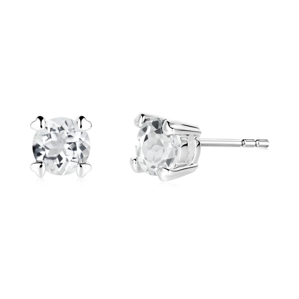 Heart Prongs Solitaire White Topaz Earrings - Image 8