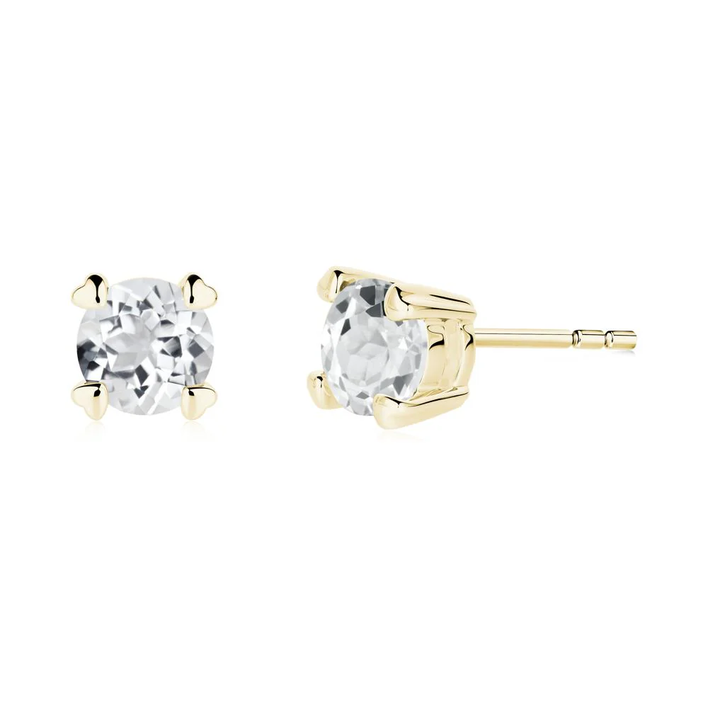 Heart Prongs Solitaire White Topaz Earrings - Image 9