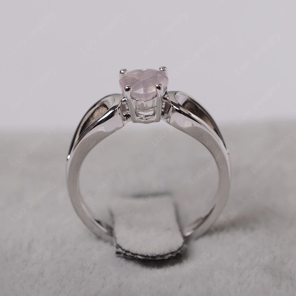 Heart Rose Quartz Ring Split Shank - Image 3