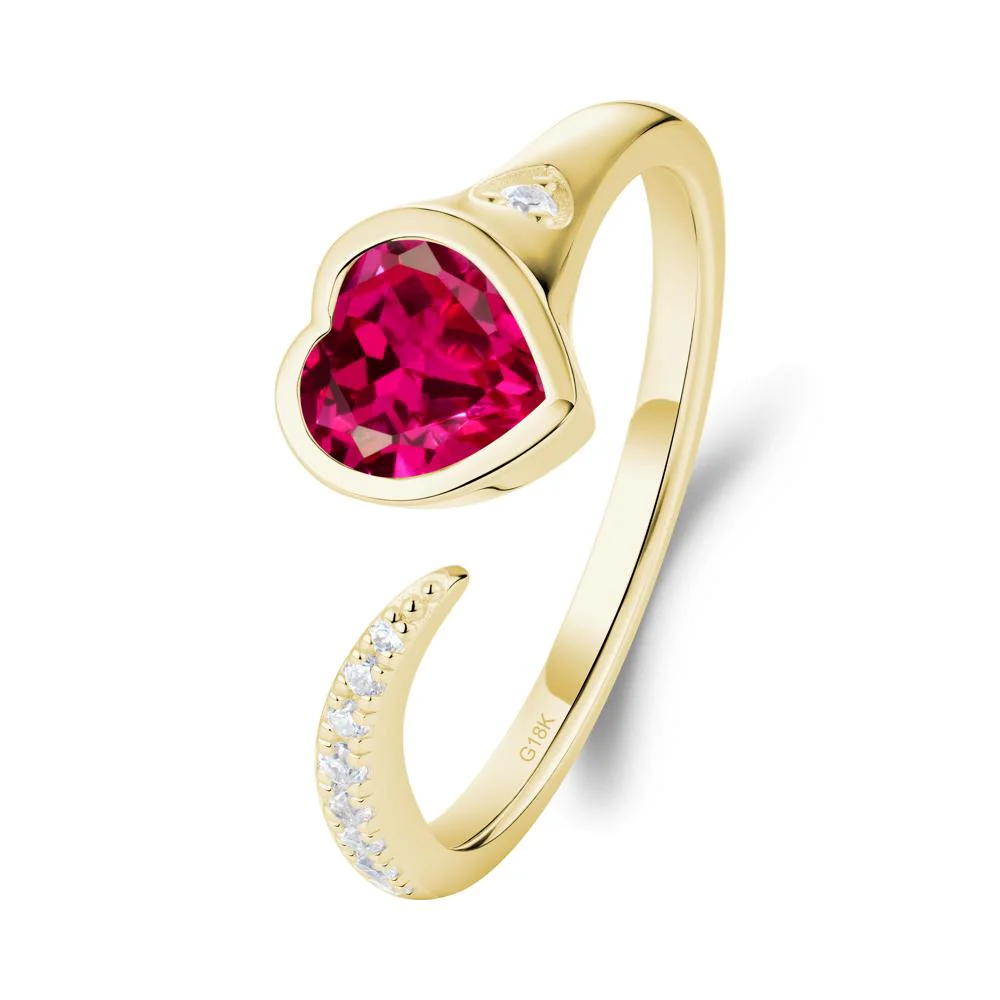 Heart Ruby Open Wrap Ring - Image 3